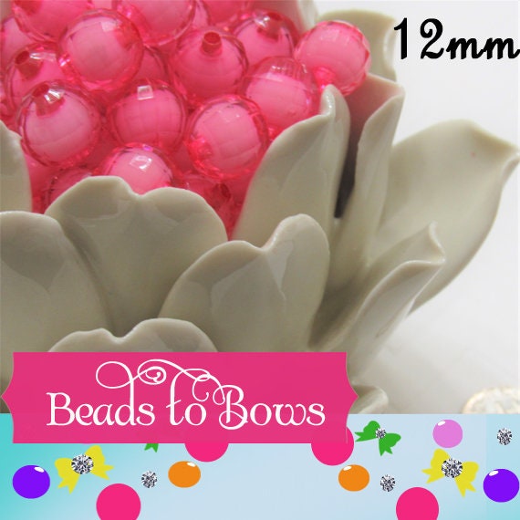 Hot Pink 12mm Bead In A Bead, Bubblegum Beads, Faceted  Bead, Transparent Bubblegum Bead, Necklace Supply Bead, Jewelry Bead