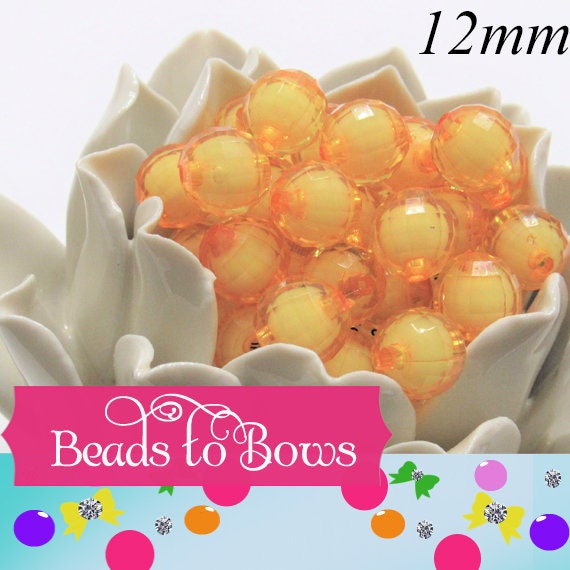 Golden Yellow 12mm Bead In A Bead, Bubblegum Bead, Faceted Bead,Transparent Bubblegum Bead, Necklace Supply Bead, Jewelry Bead