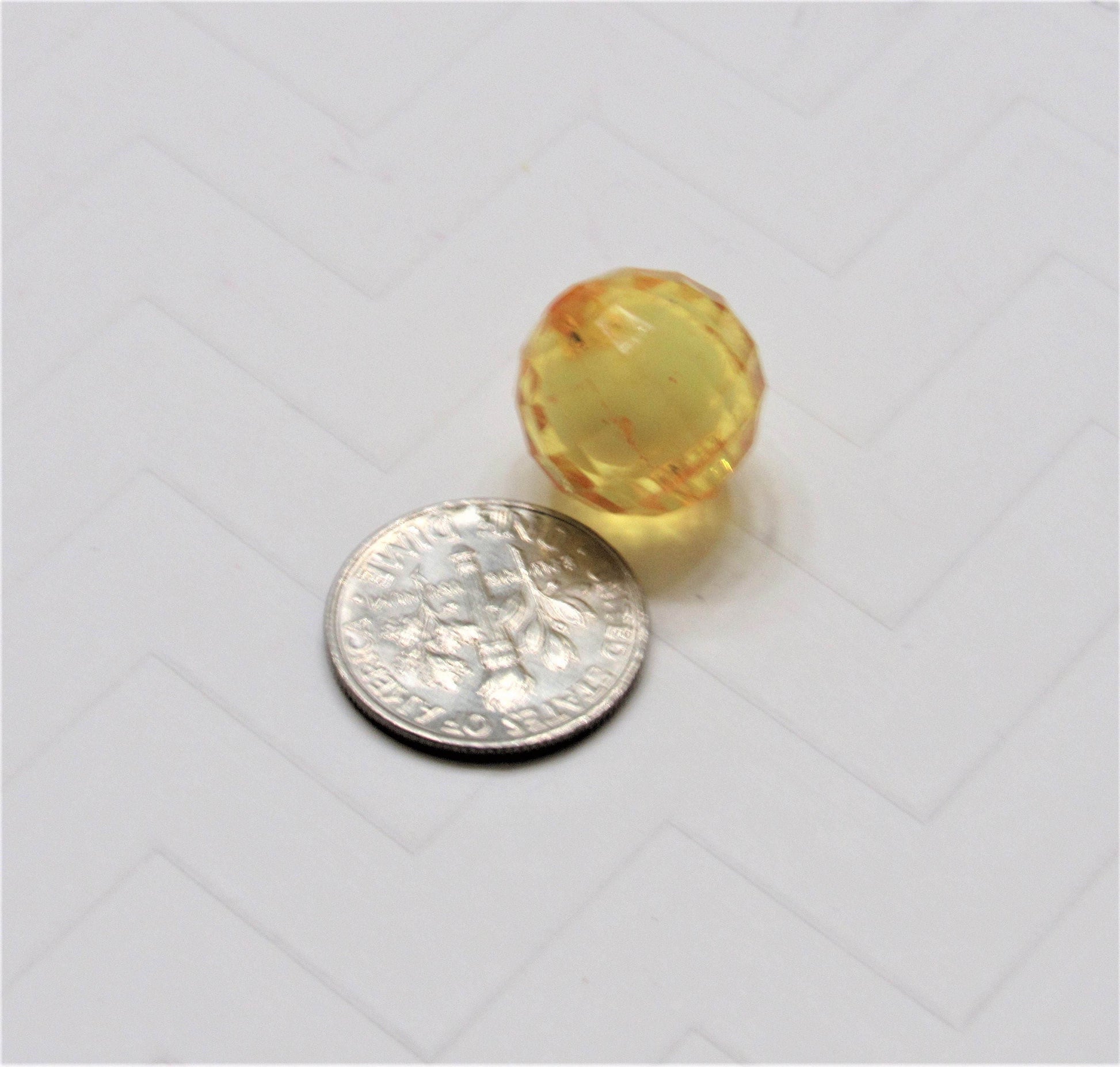 Golden Yellow 12mm Bead In A Bead, Bubblegum Bead, Faceted Bead,Transparent Bubblegum Bead, Necklace Supply Bead, Jewelry Bead