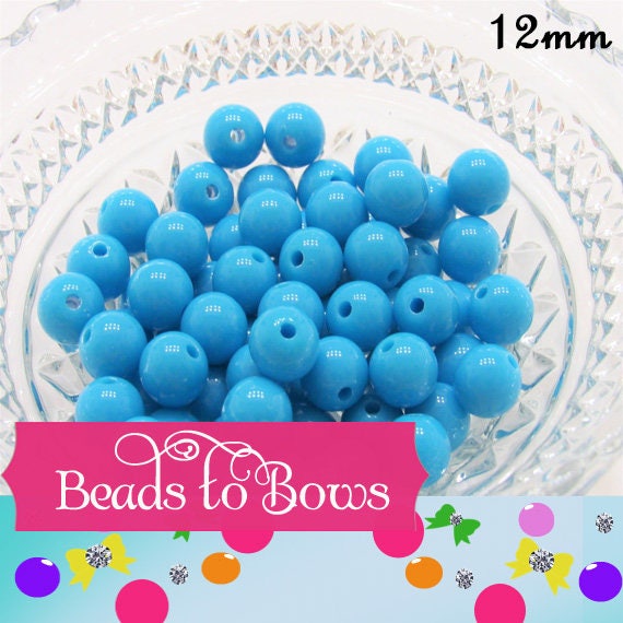 12mm Turquoise Bubblegum Beads, Round Bubblegum Beads, Chunky Acrylic Bead, Gum Ball Beads, Fairy Kei Beads, Chunky Necklace Supply Beads