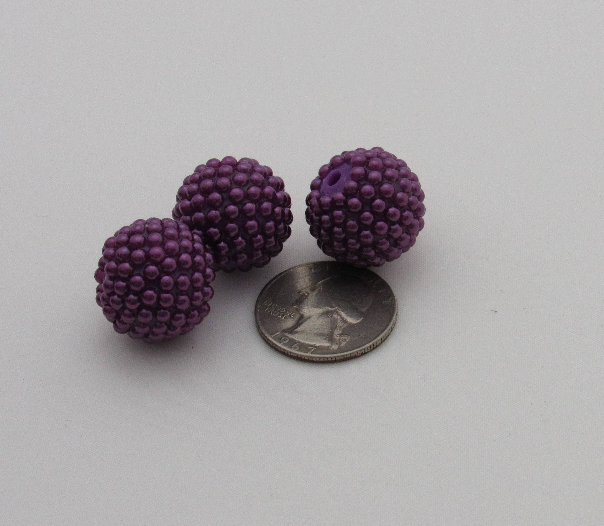 20mm Purple berry rhinestone bubblegum beads