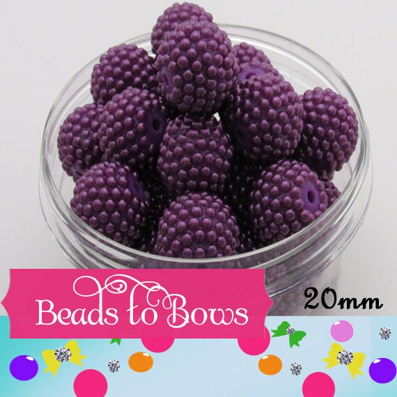 20mm Chunky Dark Purple Pearl Berry Bead, Purple  Bubblegum Beads, Pearl Bumpy Beads, Pearl Rhinestone Beads, Chunky Bumpy Pearl Beads