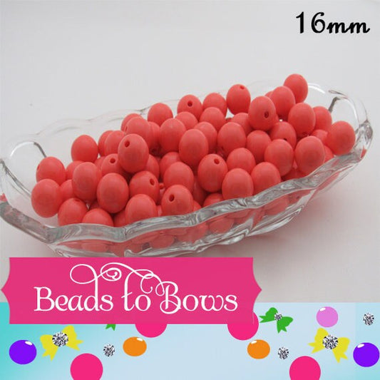 10 Coral 16mm Bubblegum Beads 2.00 Chunky Solid Beads, Bubblegum Bead Supply,  Acrylic Bubblegum Beads, Chunky Bead Supply, Gum Ball  Bead