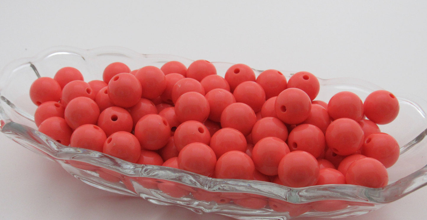 10 Coral 16mm Bubblegum Beads 2.00 Chunky Solid Beads, Bubblegum Bead Supply,  Acrylic Bubblegum Beads, Chunky Bead Supply, Gum Ball  Bead