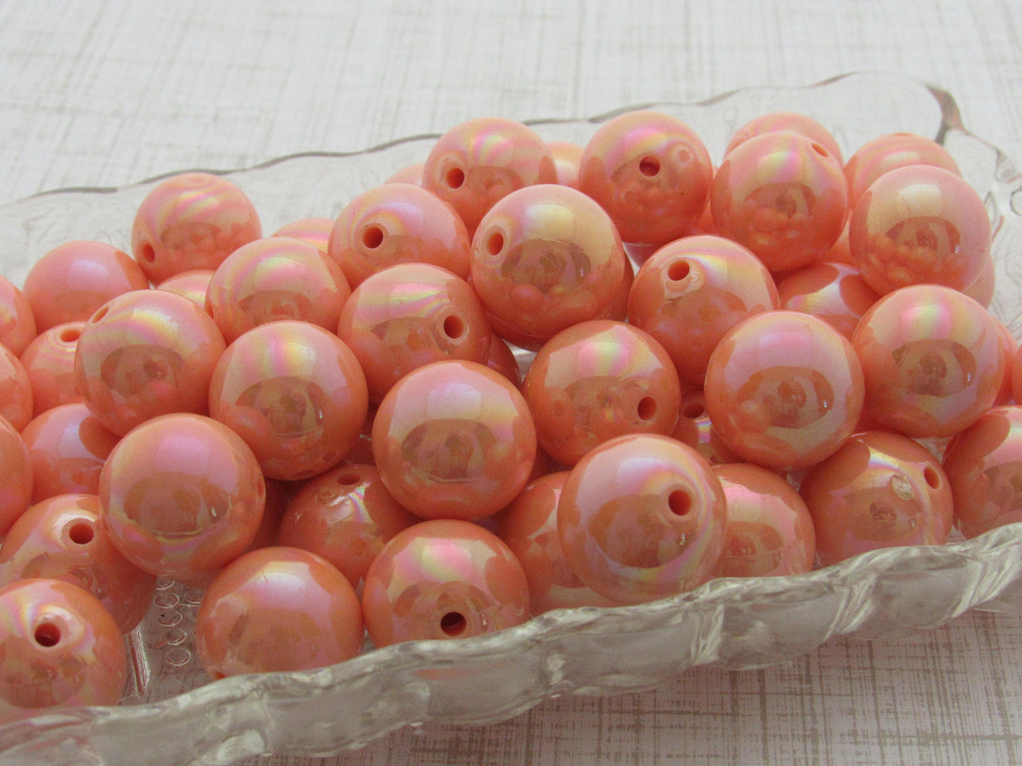 10Ct. 20mm AB Peach Bubblegum Beads, Rainbow Beads, Colorful Bubblegum Beads, Rainbow Beads, Gumball Beads, Chunky  Bead Supply