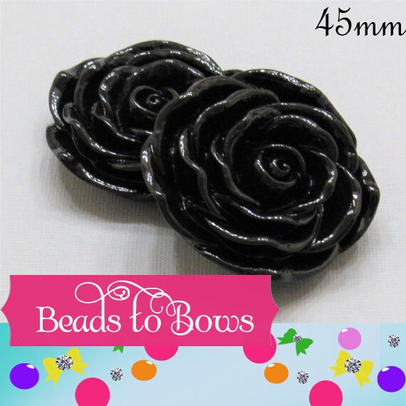 45mm Black Chunky Rose Bead, Focal Bead, Bubblegum Rose Bead, Chunky Rose Beads, Chunky Rose Beads, Bubblegum Beads, Flower Beads