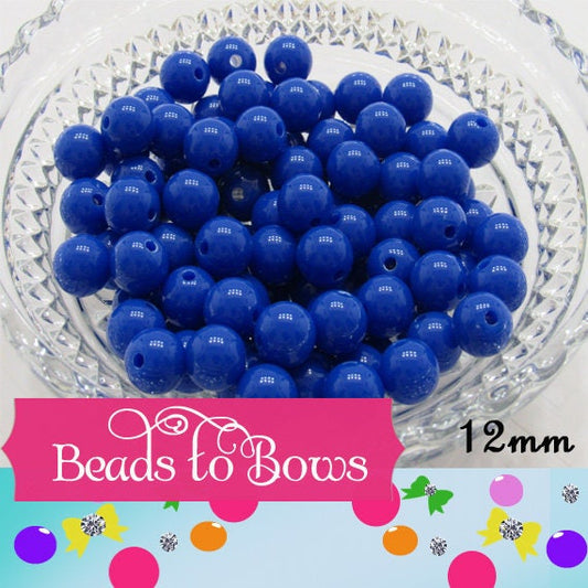 50 Royal 12mm Blue Bubblegum Beads, Chunky Bubblegum Beads, Chunky Necklace Supply Bead, Gumball Beads, Bubblegum Beads, DIY Bead Supply