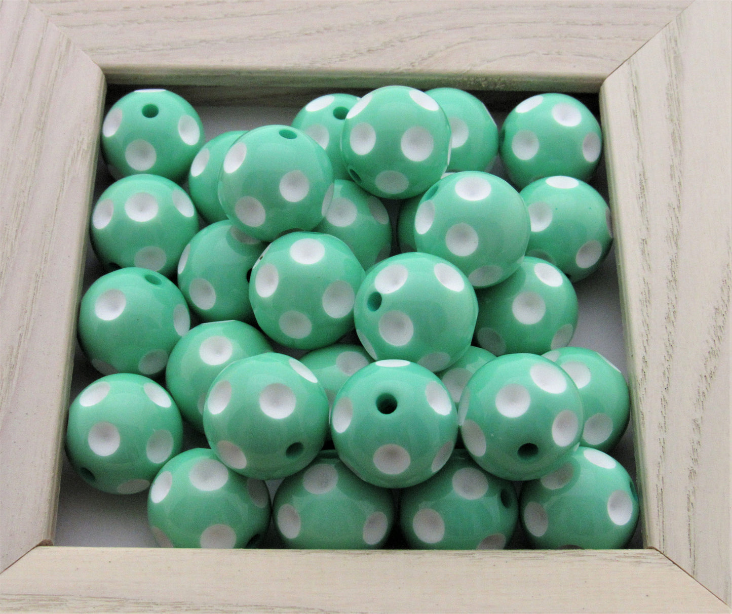 Sea Mist Polka Dot Beads, Bubblegum Beads, Chunky Gumball Beads, Chunky Bubblegum Beads, Chunky Necklace Supply Bead, Acrylic Bead