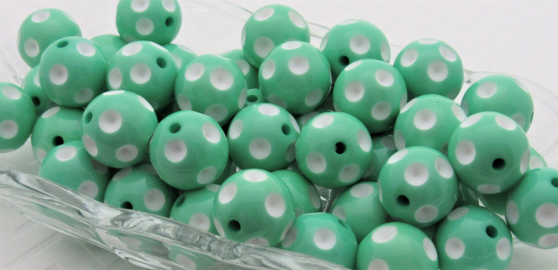 Sea Mist Polka Dot Beads, Bubblegum Beads, Chunky Gumball Beads, Chunky Bubblegum Beads, Chunky Necklace Supply Bead, Acrylic Bead