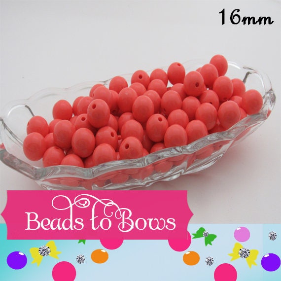 10ct Coral 16mm Bubblegum Beads, Chunky Solid Beads, Bubblegum Bead Supply,  Acrylic Bubblegum Beads, Chunky Bead Supply, Gum Ball  Bead