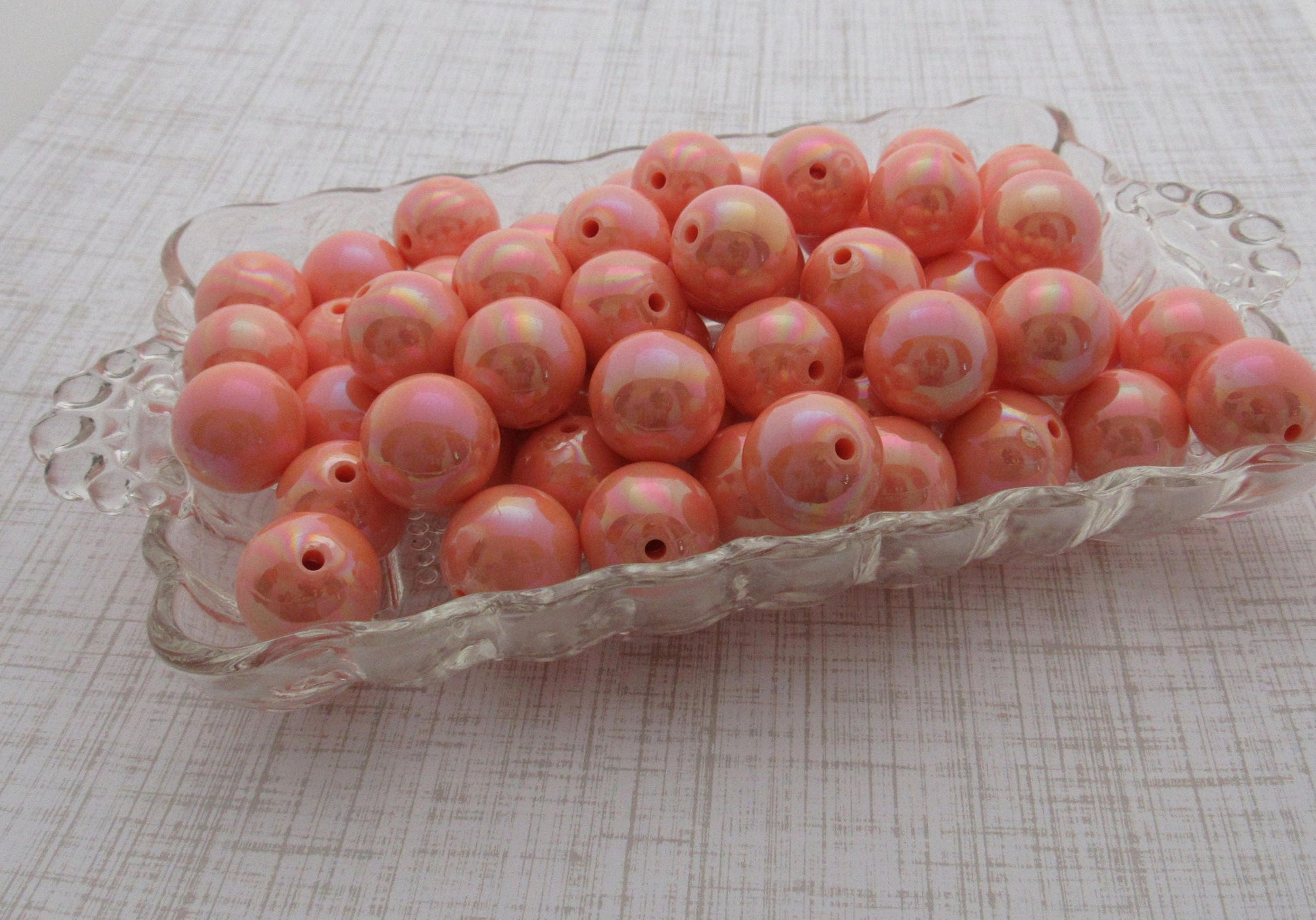 10Ct. 20mm AB Peach Bubblegum Beads, Rainbow Beads, Colorful Bubblegum Beads, Rainbow Beads, Gumball Beads, Chunky  Bead Supply