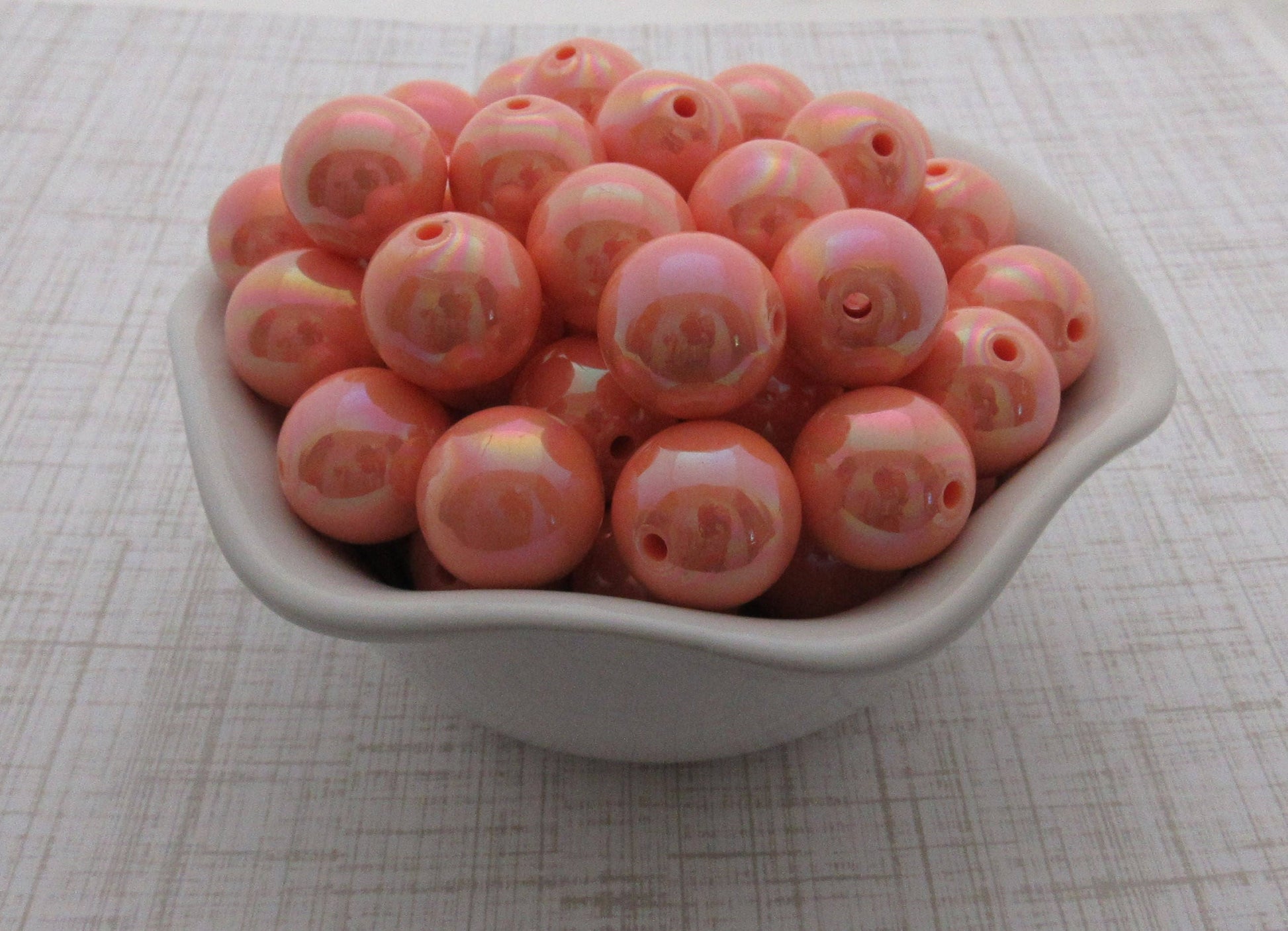 10Ct. 20mm AB Peach Bubblegum Beads, Rainbow Beads, Colorful Bubblegum Beads, Rainbow Beads, Gumball Beads, Chunky  Bead Supply