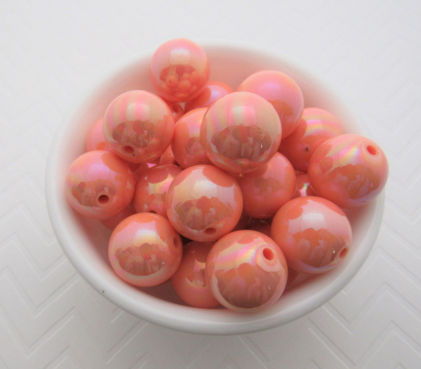 10Ct. 20mm AB Peach Bubblegum Beads, Rainbow Beads, Colorful Bubblegum Beads, Rainbow Beads, Gumball Beads, Chunky  Bead Supply