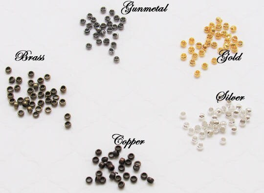 2mm crimp beads, Silver, Gold, Antique Brass, Copper, Gunmetal Crimp Bead, Crimp Bead, Crimp Bead Supply, Crimp Barrel Bead, Beading Supply