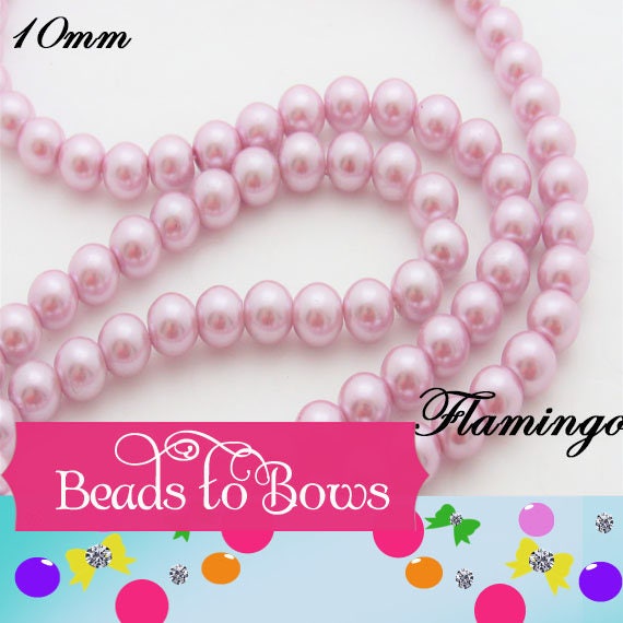 10mm Flamingo Bubblegum Pearls, Chunky Pearls, Glass Pearls, Gumball Pearls, Bubblegum Necklace Supply Bead, Jewelry Supply,  Supply