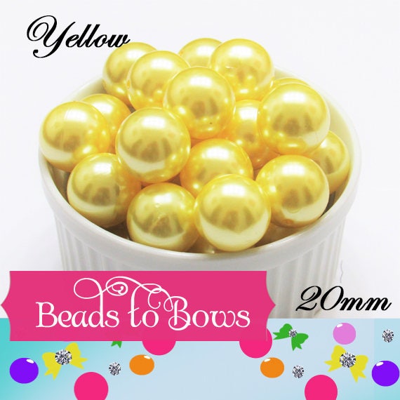 20mm Yellow Bubblegum Pearl Beads, Gumball Beads, Chunky Beads,  Acrylic Beads, Bubblegum Pearl Beads, Chunky Necklace Supply Beads