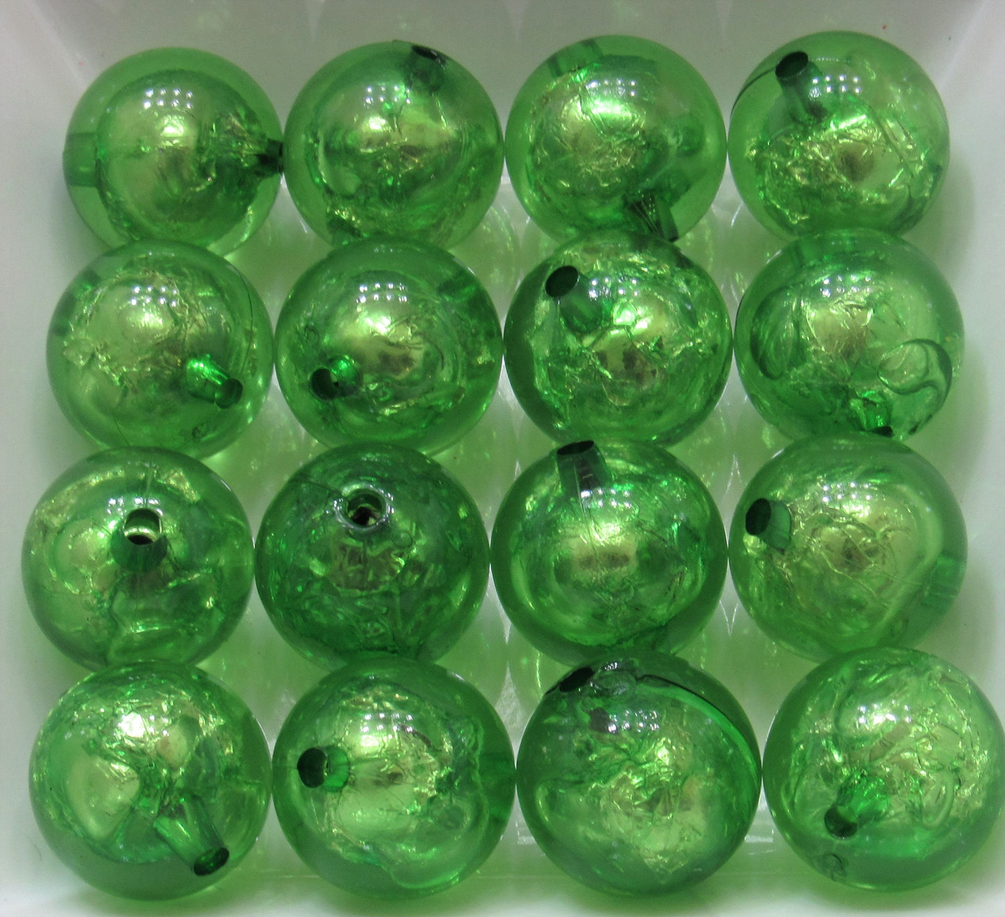 20mm Green Foil Beads, Bubblegum Bead In A Bead, Chunky Foil Bead, Chunky Bubblegum Necklace Bead Supply, Jewelry Supply