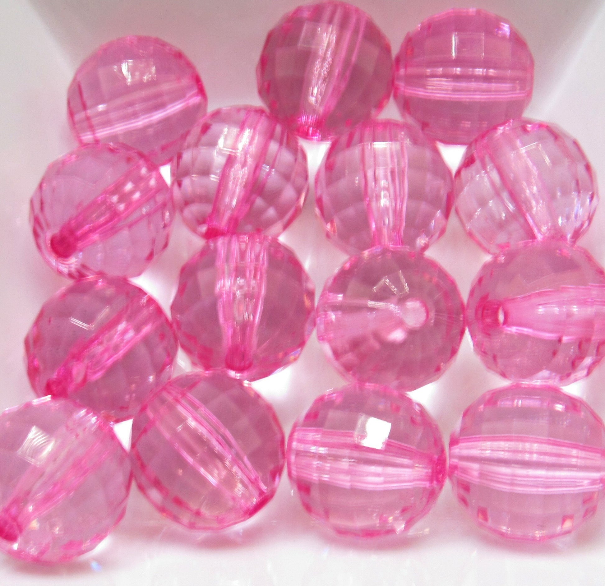 NEW 22mm Pink Faceted Beads, Bubblegum Bead, Multifaceted Chunky Bead, Chunky Bubblegum Necklace Bead Supply, Jewelry Supply,