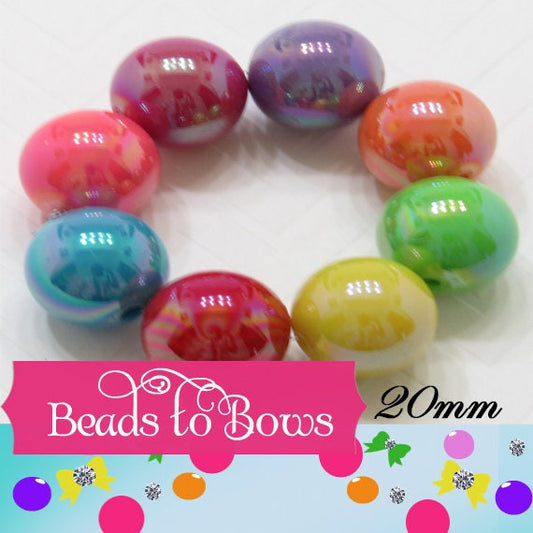 10 Ct. 20mm AB Bubblegum Bead, Chunky Acrylic Gumball Bead, Chunky Gumball Bead, Chunky Bead Supply, Bubblegum Supply Bead