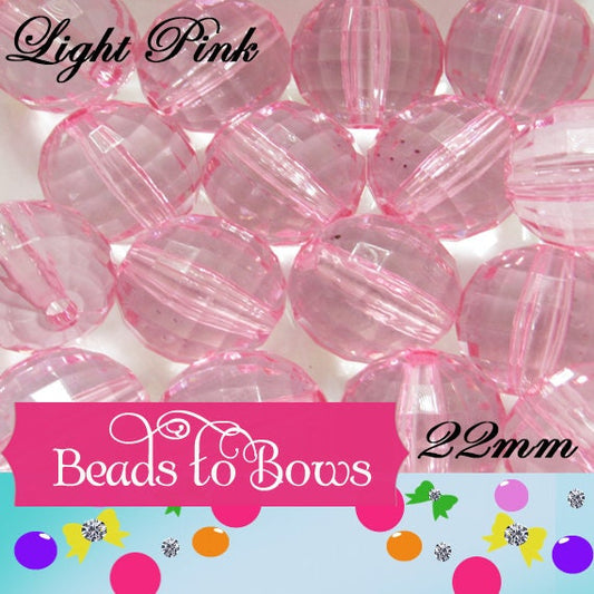 NEW 22mm Light Pink Faceted Beads, Bubblegum Bead, Multifaceted Chunky Bead, Chunky Bubblegum Necklace Bead Supply, Jewelry Supply,