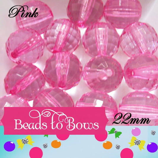 NEW 22mm Pink Faceted Beads, Bubblegum Bead, Multifaceted Chunky Bead, Chunky Bubblegum Necklace Bead Supply, Jewelry Supply,