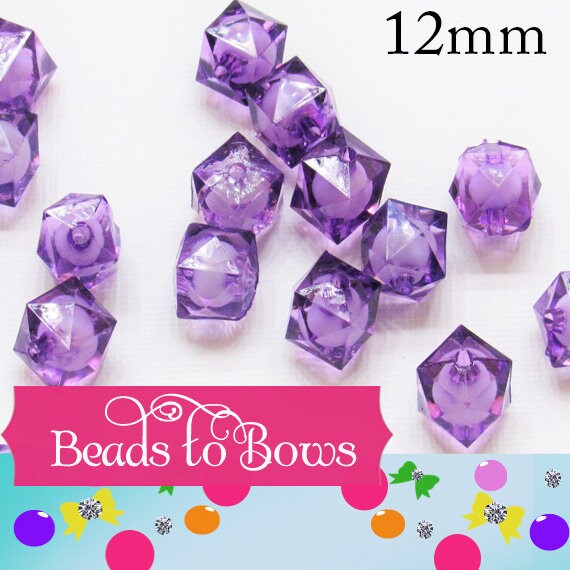 12mm Cubed Bubblegum Beads, Chunky Bubblegum Bead, Faceted Bead, Transparent DIY Ice Cube Beads, Kawaii Bead Supply