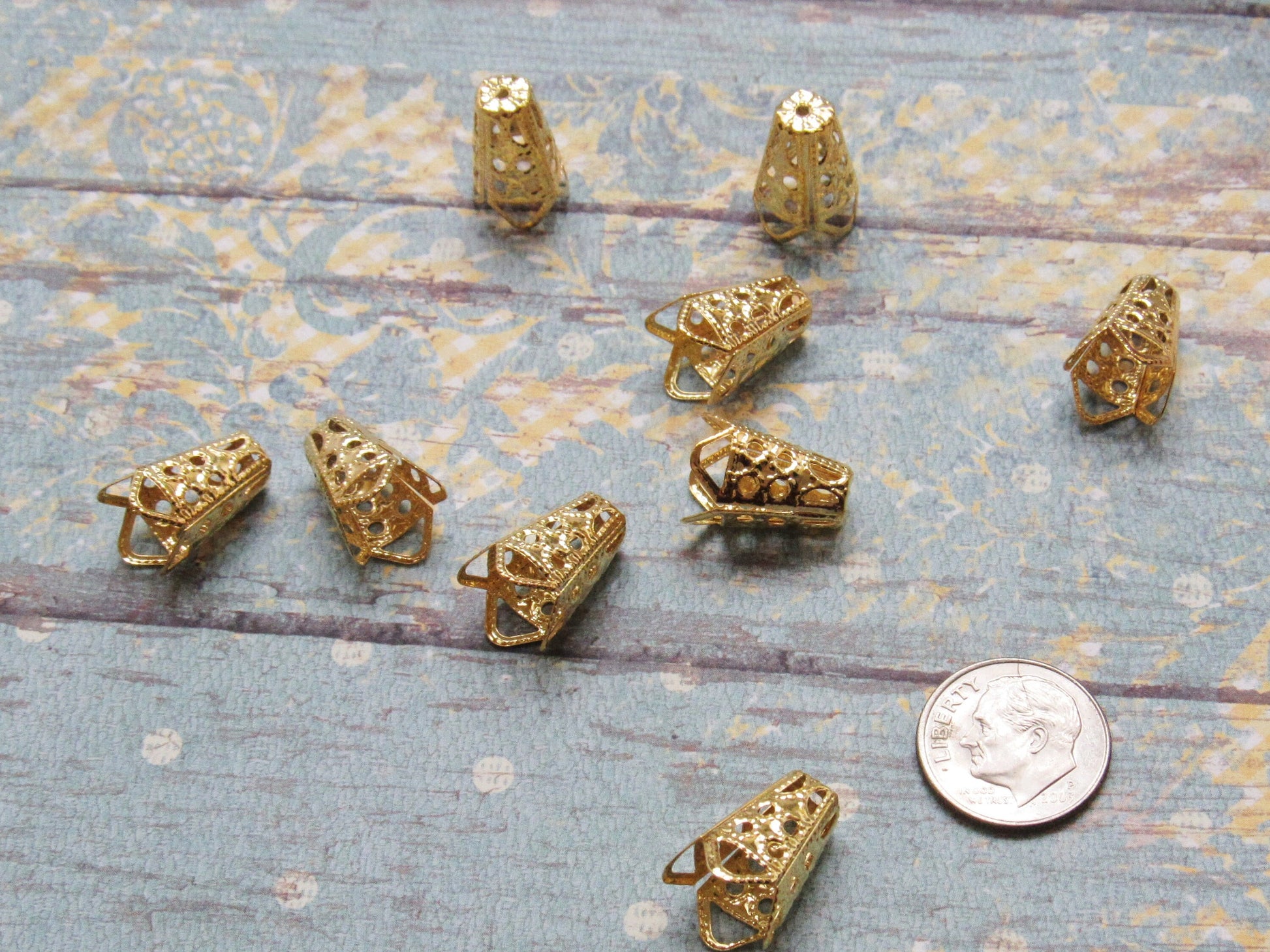 20 Gold Tone Filigree Bead Cap, Tassle Making Caps 16X10mm, Jewelry Findings, Tassel Earing Supplies, Beading Supply, Jewelry Supply