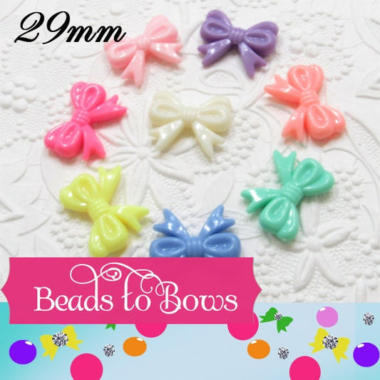 10 Small 29mm Bow Beads, Bubblegum Bownot Bead, Chunky Necklace Bead, Bubble Gum Bow Beads, Chunky Bubblegum Necklace bow