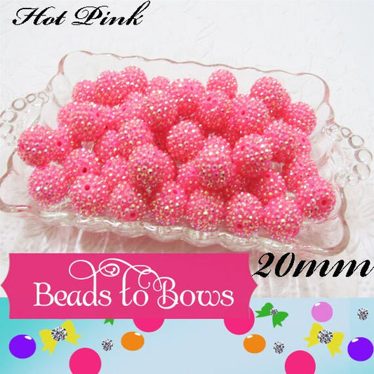 Sale 20mm Hot Pink Rhinestone Bubblegum Beads, Chunky Bubblegum Bead,  Pink Rhinestone Bead Pink, Gum Ball Bead Bubblegum Necklace Bead