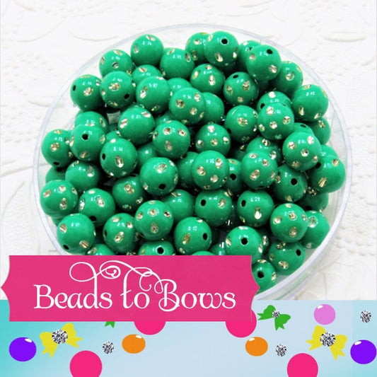 10mm  Green Bubblegum Rhinestone Beads, Bubblegum Beads, Chunky Bling Beads, Gumball Beads Chunky Necklace Beads, Faux Rhinestone