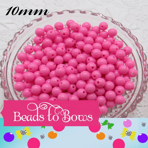 Hot Pink 10mm Bubblegum Beads, Chunky Gumball Beads, Round Solid Acrylic Beads, Chunky Bubblegum Beads, Chunky Necklace Supply Beads,