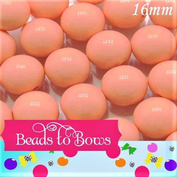 10ct Chunky Peach16mm Bubblegum Bead, Chunky Gumball Bead, Chunky Necklace Bead Supply, Acrylic Bead, Chunky Gumball Beads