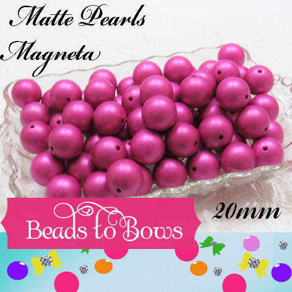 NEW 20mm Magneta Pearls,  Bubblegum Beads, Chunky Gumball Beads,  Matte Pearls, Acrylic  Beads, Chunky