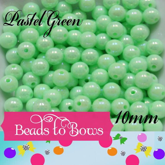 NEW 10mm Pastel Green AB Bubblegum Beads, Chunky Bubblegum Beads, Gumball Beads, Acrylic Beads, Fairy Kawaii Bead Chunky Bubblegum Bead