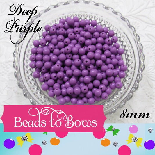 100ct 8mm Deep Purple Bubblegum Beads, Gumball Beads, Round Acrylic Beads, Acrylic Beads, Bubblegum Beads, Bubblegum Necklace Supply Beads