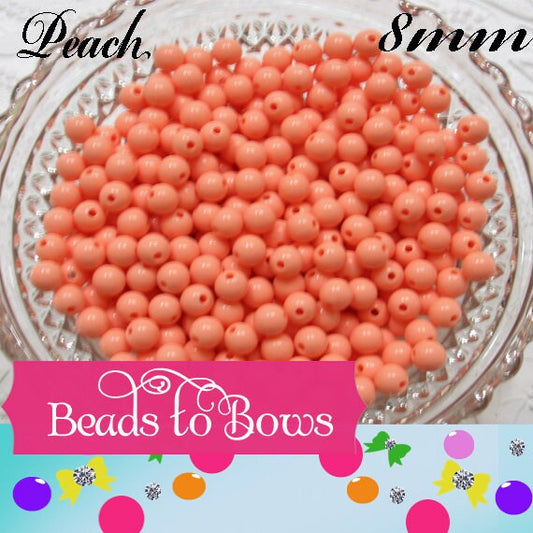 100ct 8mm Peach Bubblegum Beads, Chunky Bubblegum Beads, Acrylic Beads, Fairy Kawaii Bead, Chunky Bubblegum Bead, Chunky Bead