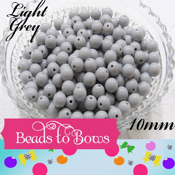 10mm Lt Gray Bubblegum Beads, Round Bubblegum Beads, Chunky Acrylic Beads, Gum Ball Beads, Fairy Kei Beads, Chunky Necklace Supply Beads