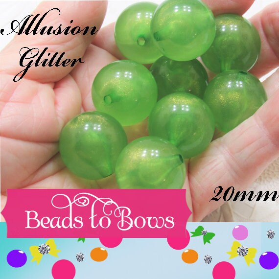 20mm Green Allusion Glitter Bubblegum Beads, Chunky Beads, Bubblegum Glitter Beads, Chunky Beads,  Chunky Bead Supply, Glitter Bead