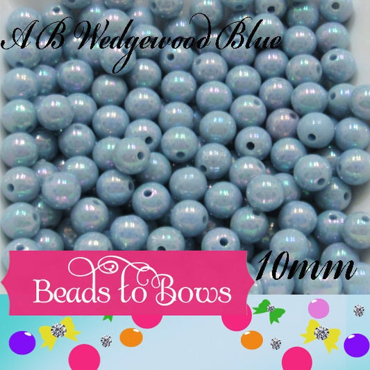 NEW 10mm A B Wedgewood Blue Bubblegum Beads,  Chunky Bubblegum Beads, Gumball Beads, Acrylic Beads, Fairy Kawaii Bead, Chunky Bubblegum Bead