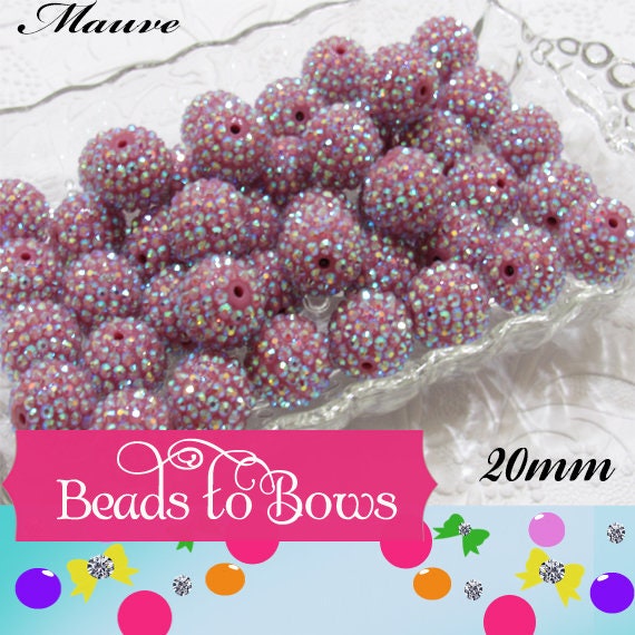 20mm Mauve Rhinestone Bubblegum Beads, Chunky Pink Bubblegum Bead, Chunky Pink Rhinestone Bead Pink Gum Ball Bead Bubblegum Necklace Bead