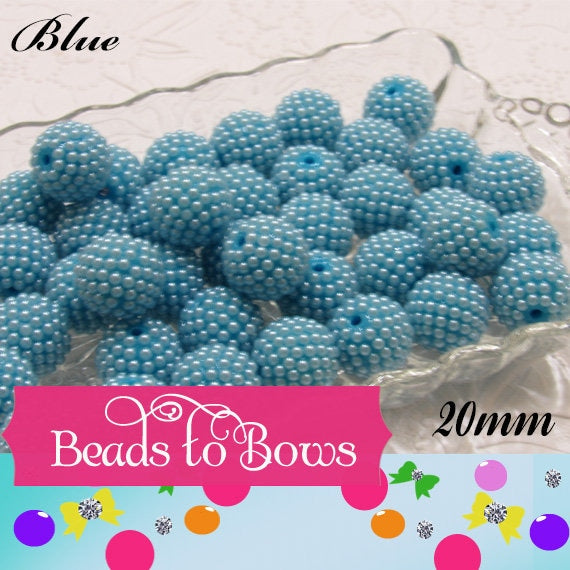 NEW 20mm Bubblegum Blue Pearl Rhinestone beads, Bubblegum Berry Bumpy Bead, Pearl Look Rhinestone Beads, Chunky Bumpy Beads, DIY Bead Supply