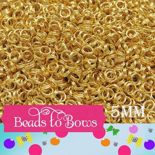 100 Ct. 5mm Double Loop Gold Split Rings, Double Loop Split Rings, Jewelry Supply, Findings, Strong 5mm split rings