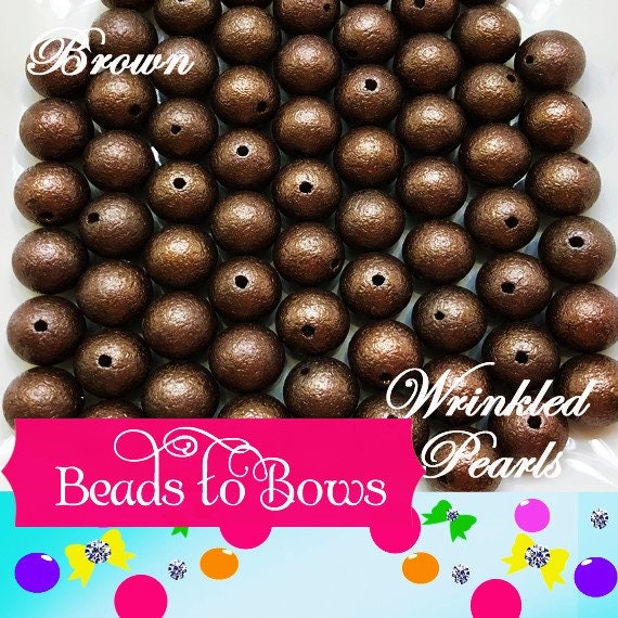 20mm Brown Wrinkled Bubblegum Pearl Beads, Chunky Gumball Beads,  Round Wrinkled Pearls, Acrylic  Beads, Chunky Necklace Supply Bead,