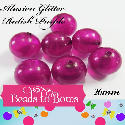 NEW 20mm Redish Purple Allusion Glitter Bubblegum Beads, Chunky Beads, Glitter Beads, Chunky Beads, Bead Supply, Allusion Glitter Bead