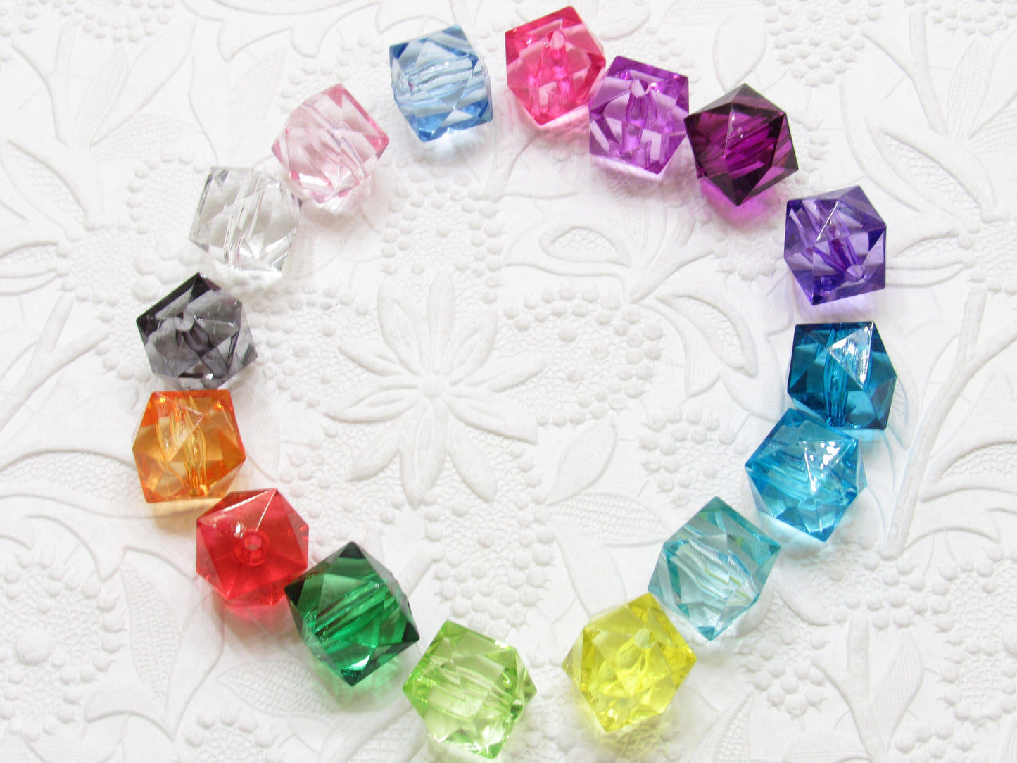 10ct. Violet 20mm Faceted Ice Cube Beads, Chunky Ice Cube Bead, Violet Bubblegum Bead, Square Transparent Faceted Beads,