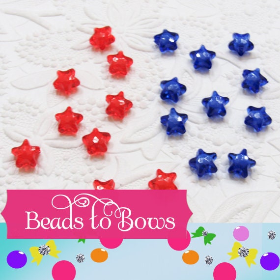 20 Red, Blue Star Bubblegum Spacer Beads, 10mm Star Bead, Bead  In A Bead, Star Bead, Transparent Acrylic Bead, Chunky Necklace Star Bead