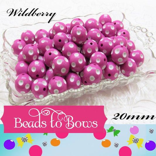 20mm Berry Polka Dot Beads, Chunky Beads, Gumball Beads, Bubblegum Polka Dot Beads, 20mm Chunky Beads, Acrylic Beads, Chunky Necklace Supply