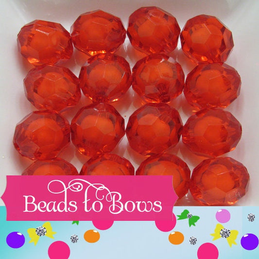 20mm Red Bead in a Bead Faceted Red Bubblegum Beads, 20mm Bubblegum Bead, Chunky Bead Supply, Red Hexagon Bead