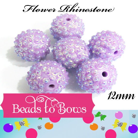 20mm Purple Flower Rhinestone Beads, Bubblegum Bead, Chunky Rhinestone Bead Gumball Bead, 20mm  Bubblgum Bead Supply, Chunky Bead Supply