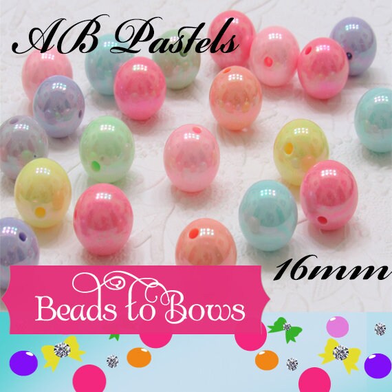 16mm AB Assorted Bubblegum Beads, Chunky Bubble Gum Bead, Round Acrylic Bead, AB Gum Ball Beads, Chunky Supply Bead, Assorted  Colors